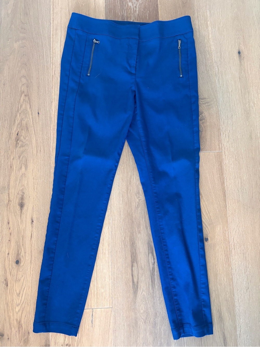 LOFT Bright Blue Ponte Skirt with Zip Detail